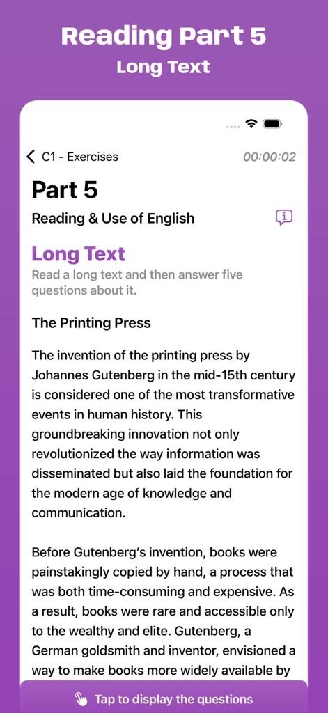 Esercizio di testo lungo nella Parte 5 di Reading del Simulatore Esame Cambridge C1.