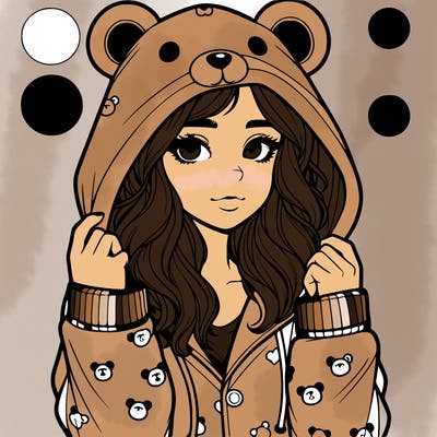 realistic girl in a animal pjs hoodie