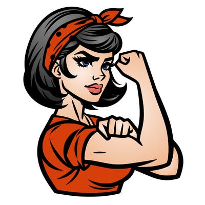 strong woman with a 60s american ad style