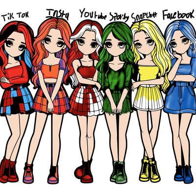 a group of girls realistic