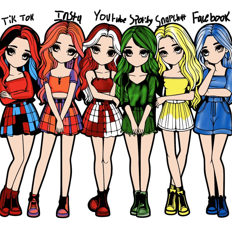 a group of girls realistic