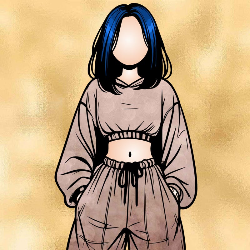 realistic girl faceless with baggy pants and a crop top