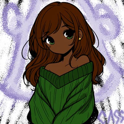 shy pretty girl wearing a sweater that is falling off one shoulder portrait