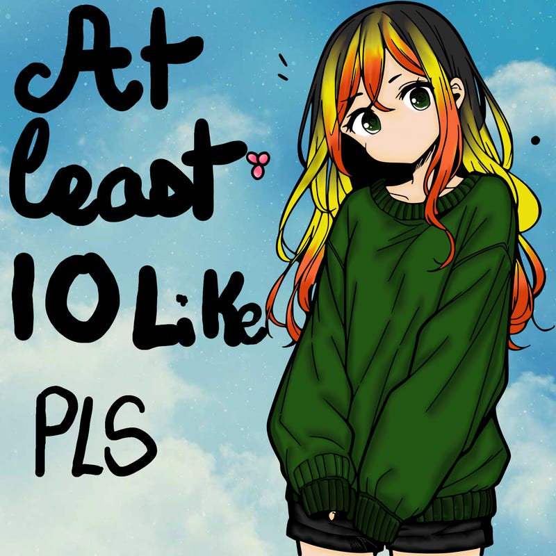 manga teen girl  in a sweater and baggy pants