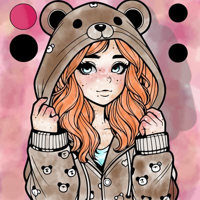 realistic girl in a animal pjs hoodie
