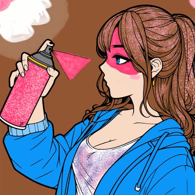 a realistic girl spray, painting
