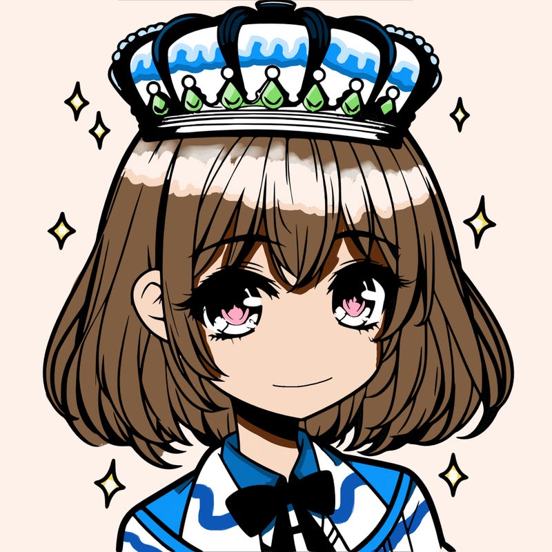 girl with a gold crown looking cute but pretty and realistic anime