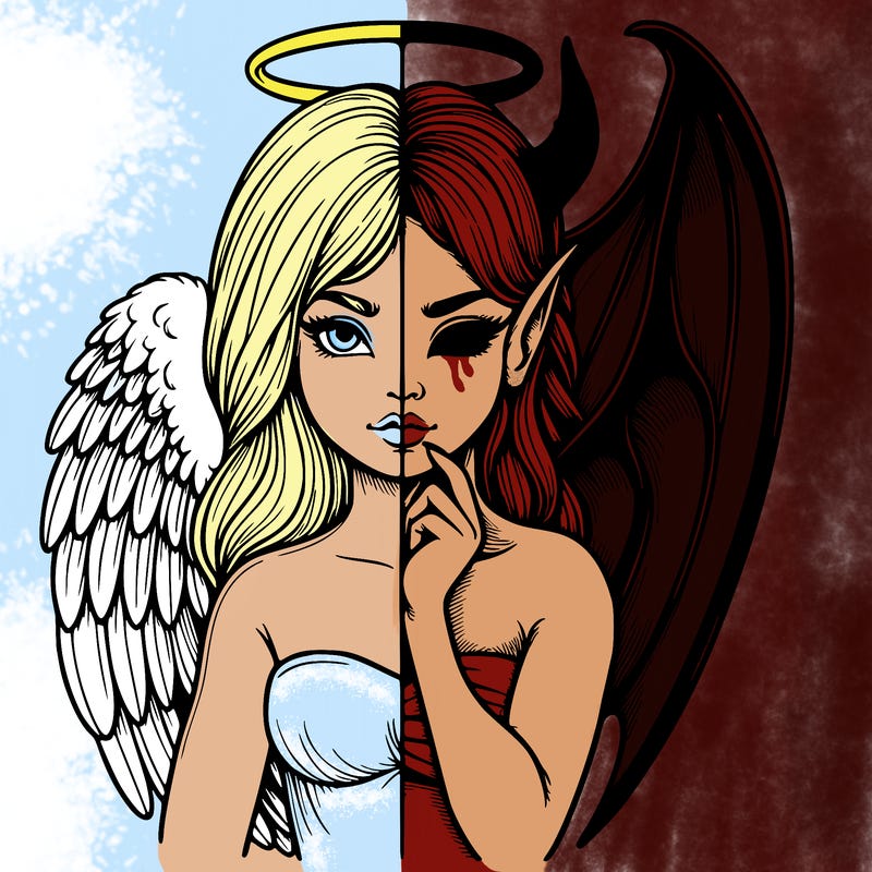 realistic angel half demon