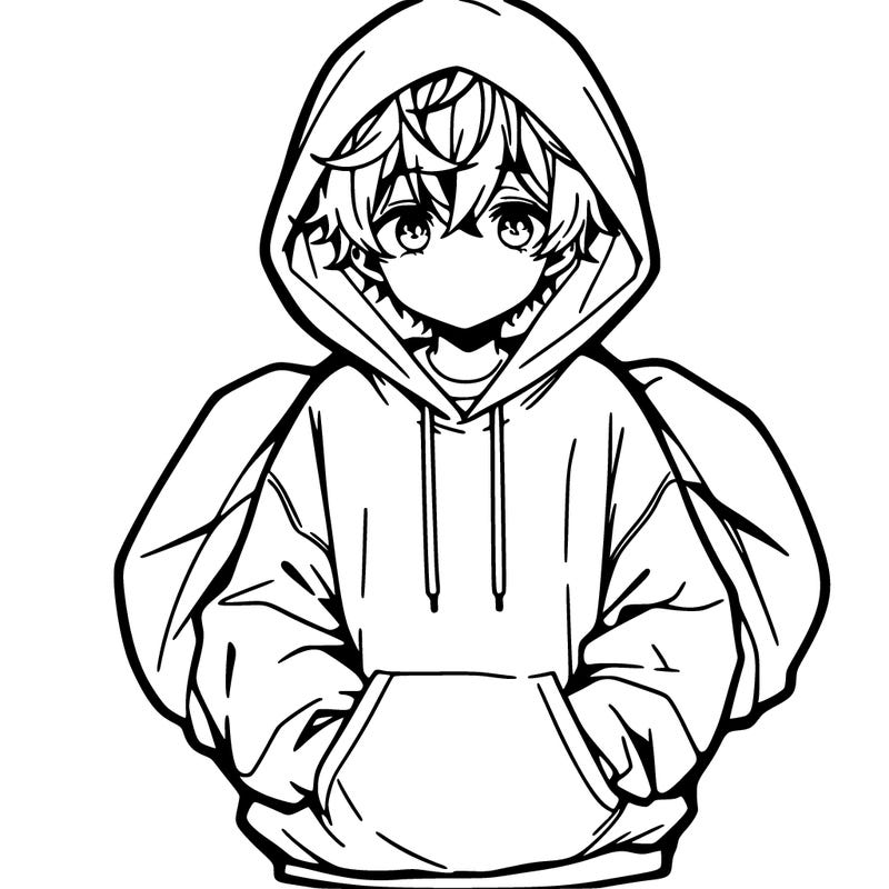 anime boy in oversized hoodie