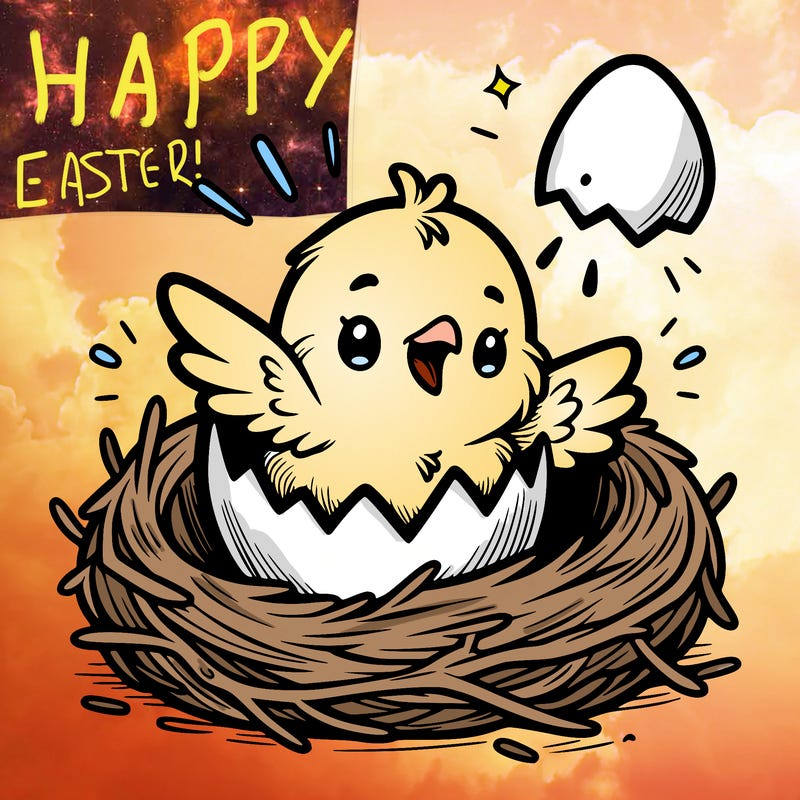 a baby chick hatching from an egg in a nest