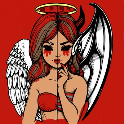 realistic angel half demon