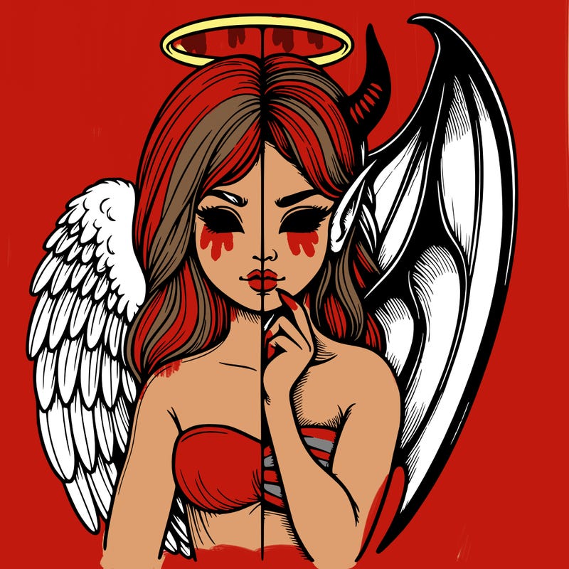 realistic angel half demon