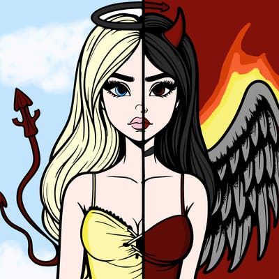 devil vs angel realistic girl