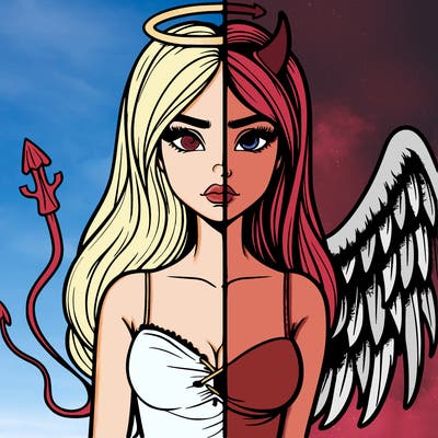 devil vs angel realistic girl