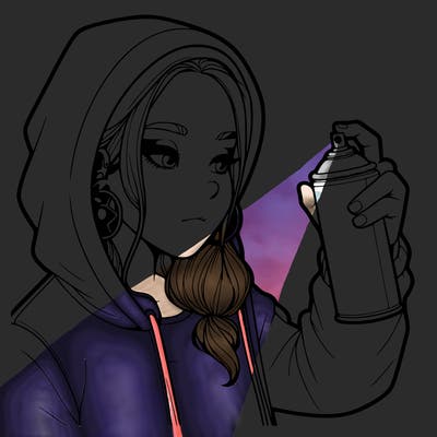 a realistic girl, spray painting