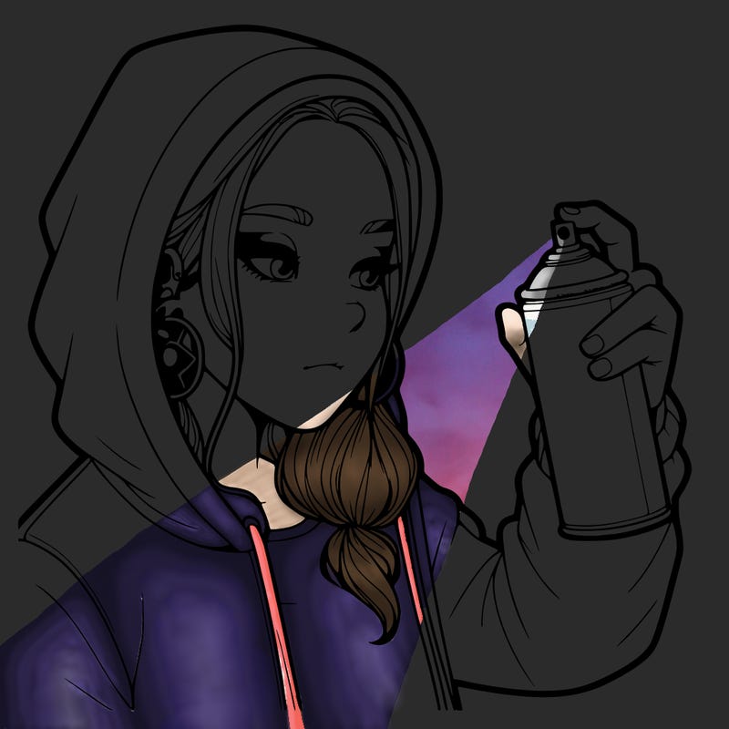 a realistic girl, spray painting