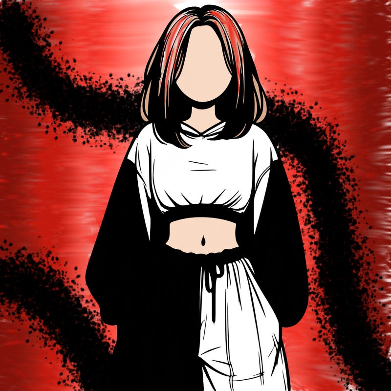 realistic girl faceless with baggy pants and a crop top