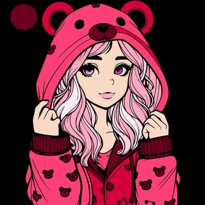 realistic girl in a animal pjs hoodie