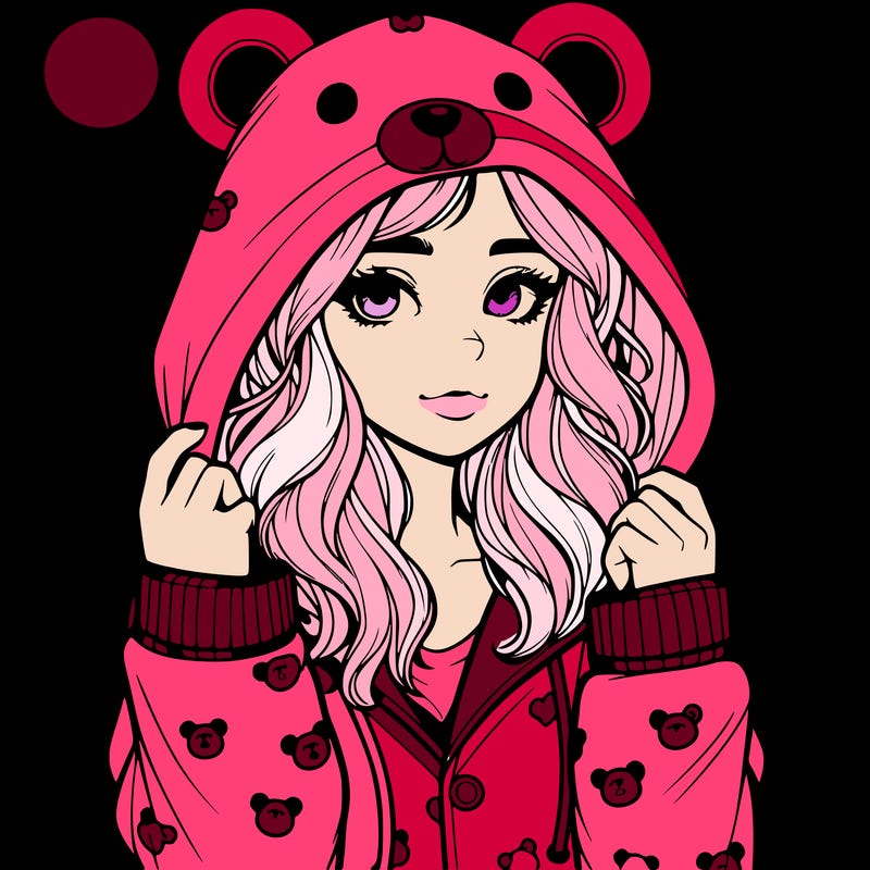 realistic girl in a animal pjs hoodie