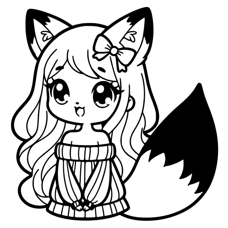 girl with fox ears and tail