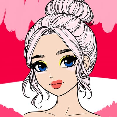 realistic pretty girl with hair in bun