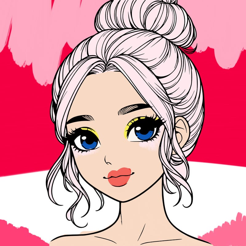 realistic pretty girl with hair in bun