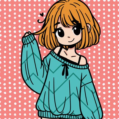 girl in baggy sweater hanging off her shoulder