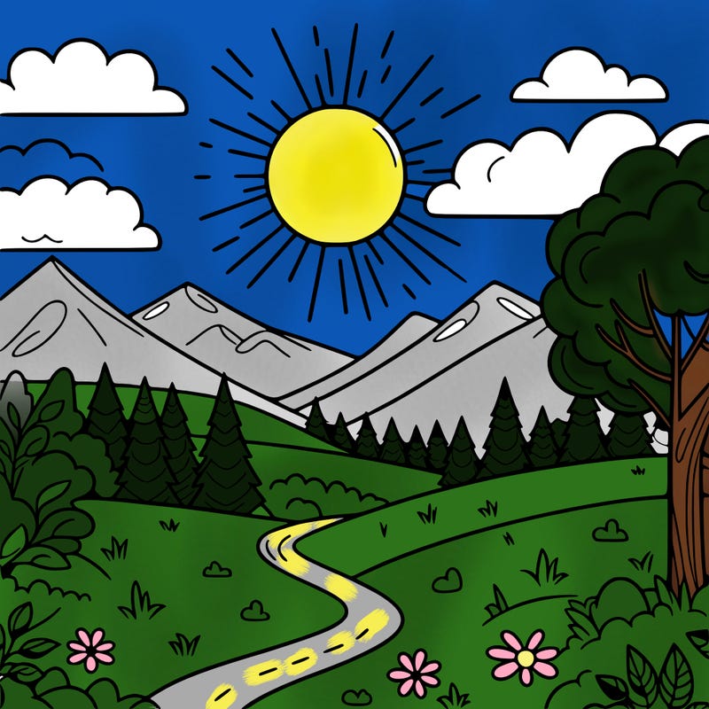 nature landscape with the radiant sun