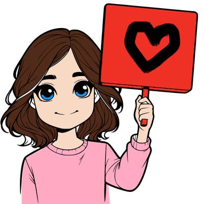 realistic girl holding up a sign