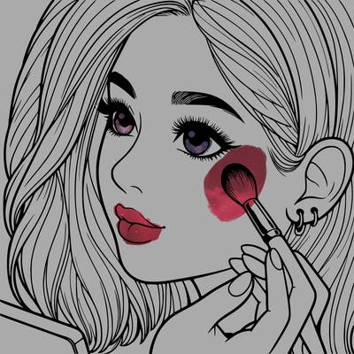 a realistic girl doing her makeup
