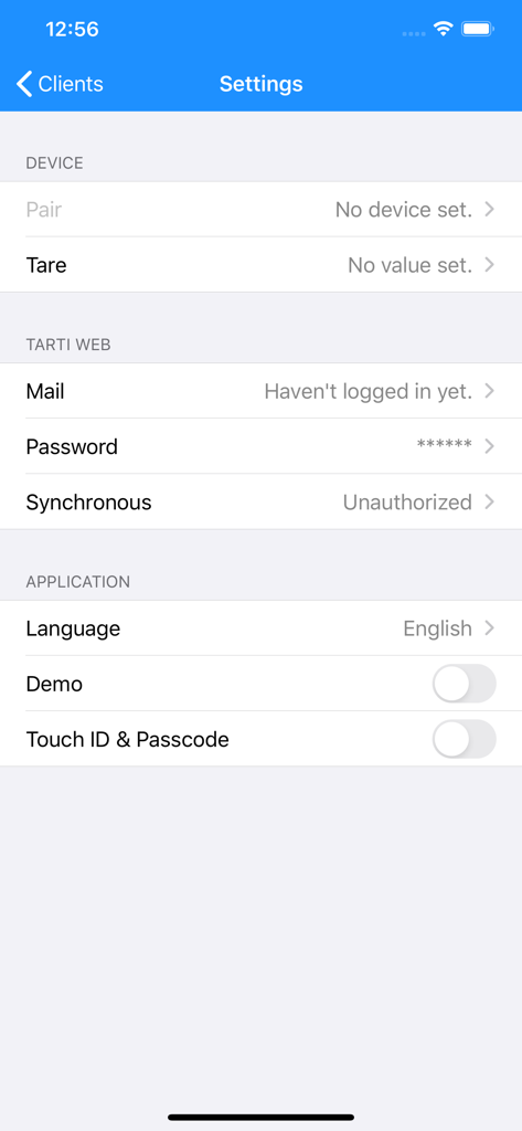 The settings menu of the Tartı Uzman app featuring device pairing, web synchronization, and application configuration options.