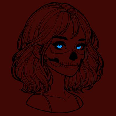 realistic girl with skull