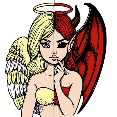 realistic angel half demon