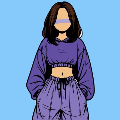 realistic girl faceless with baggy pants and a crop top