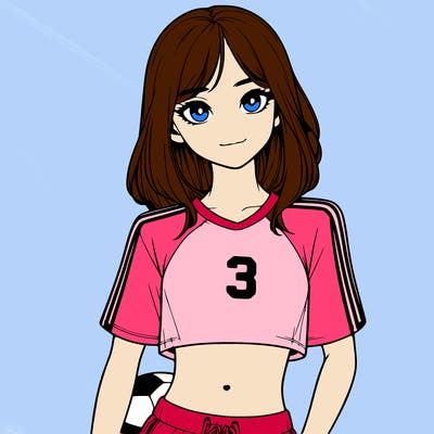 realistic girl wearing soccer jersey