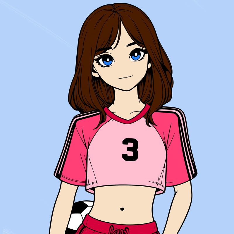 realistic girl wearing soccer jersey