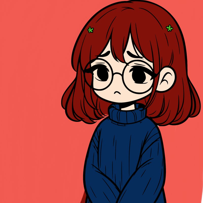 sad girl with glasses in a sweater