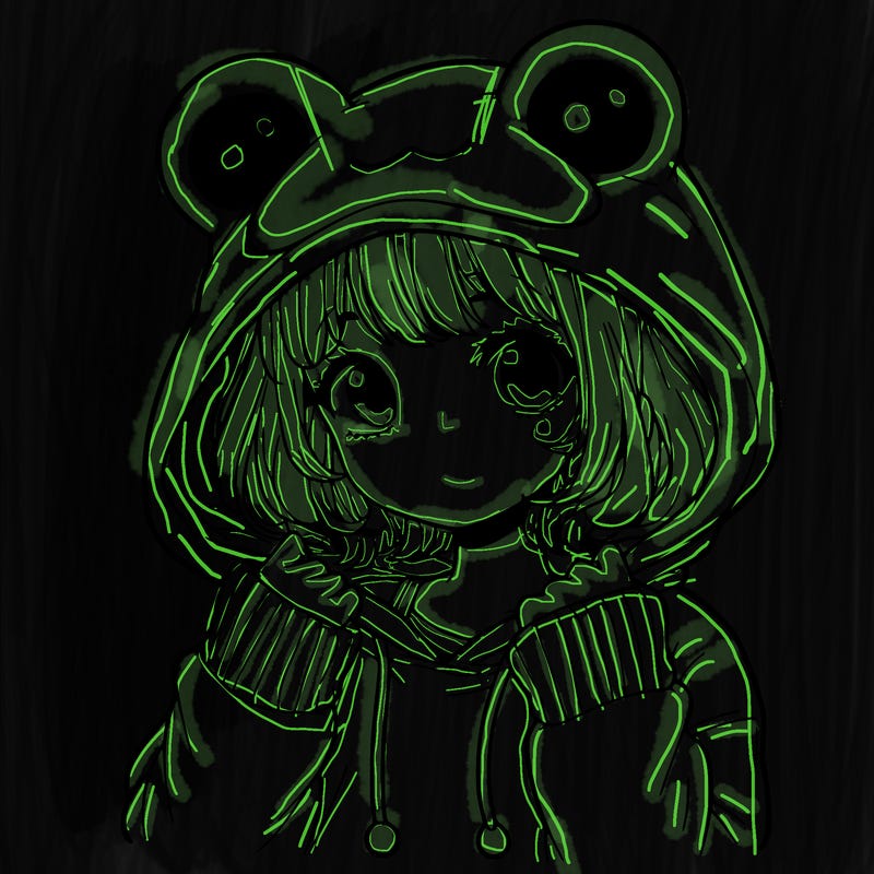 a cute teenage girl wearing a frog hoodie