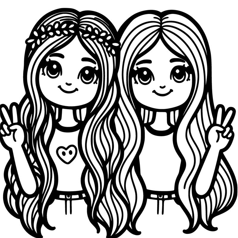 2 besties with middle long hair