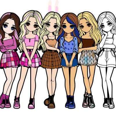 a group of girls realistic