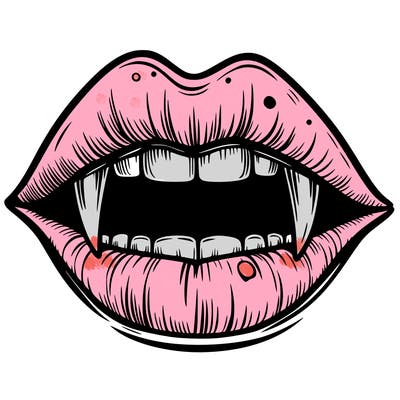 lips with vampire teeth