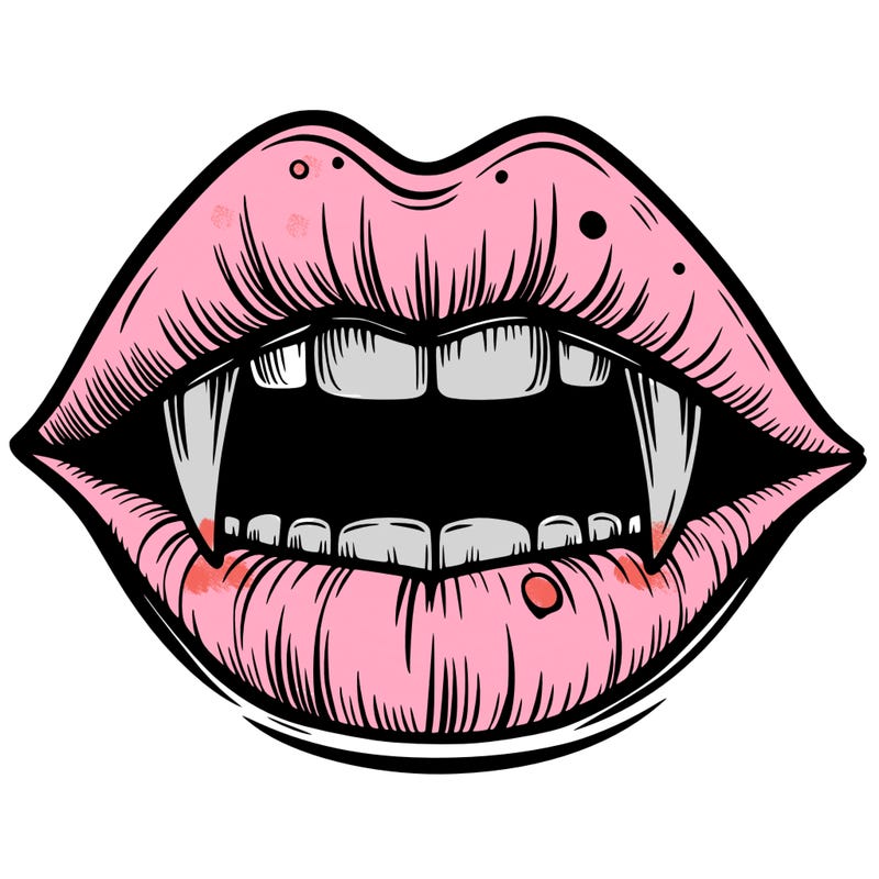 lips with vampire teeth