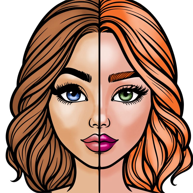 realistic girl split half