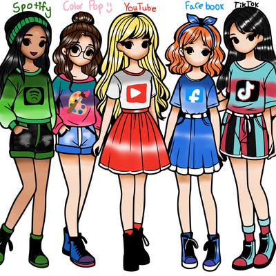 a group of five girls