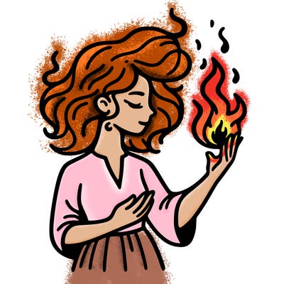 woman with fire