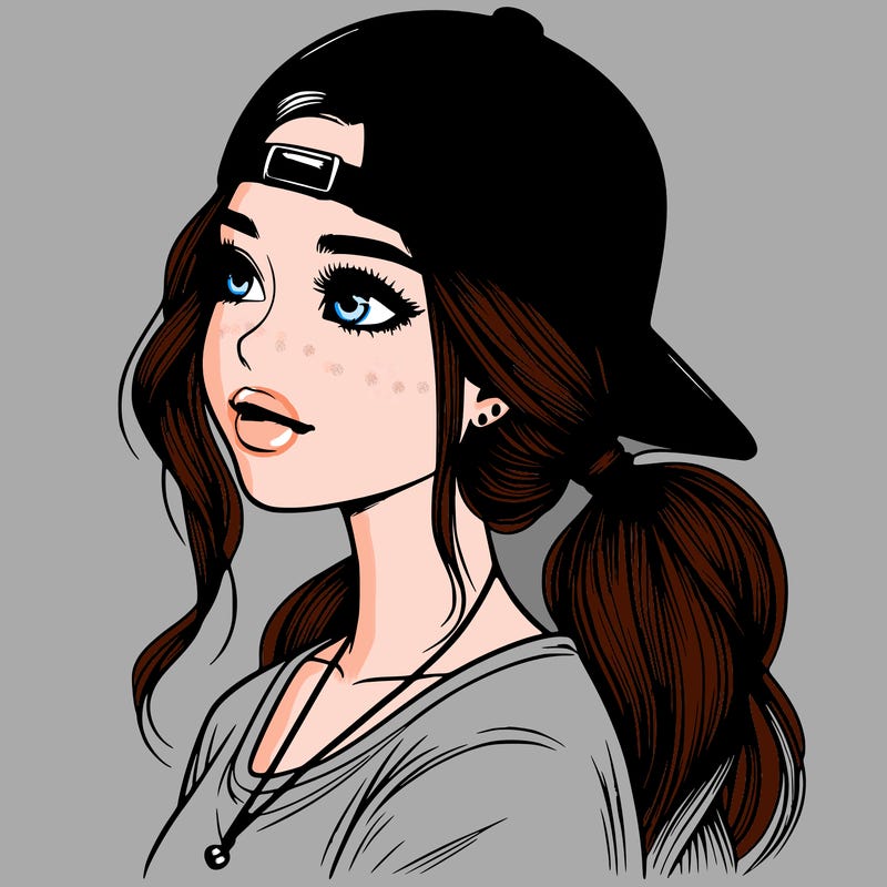 realistic girl with a backwards hat