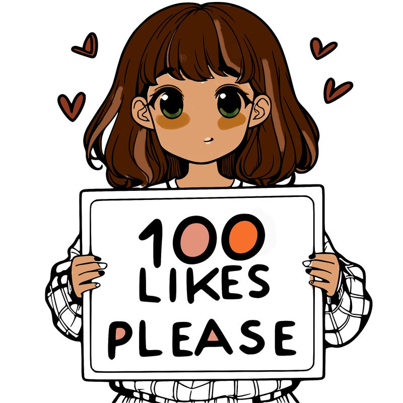 a girl holding a sign saying 100 likes please