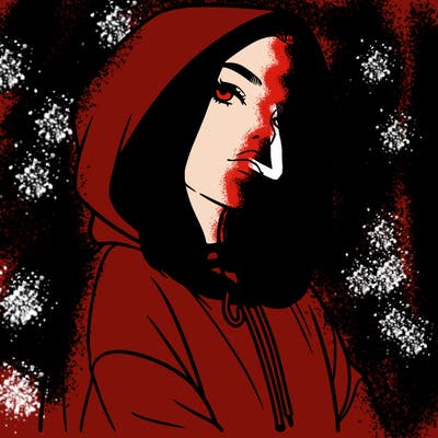 a realistic girl in a hoodie