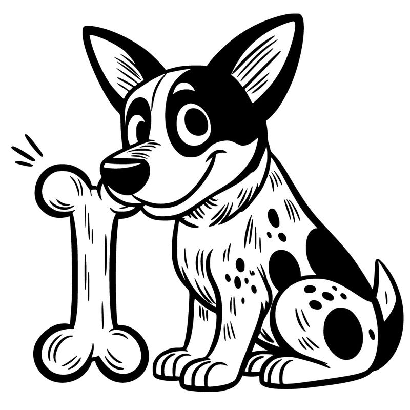 blue heeler eating a bone wit no black lines