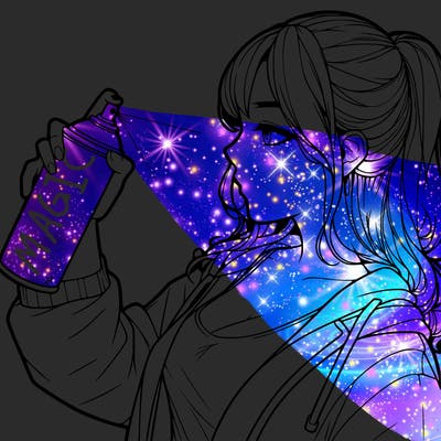 a realistic girl spray, painting